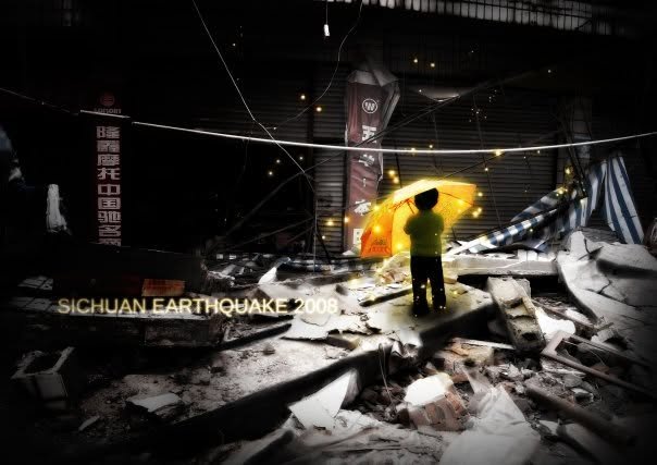 One of my first projects at the Danish Design School, a poster for the recently tragic earthquake in Sichuan, China, in 2008